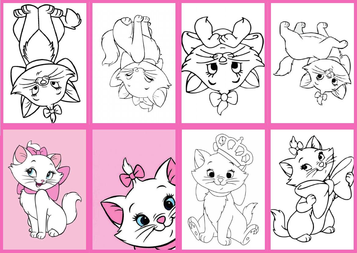 Mini livrinho de colorir do tema Marie Gatinha