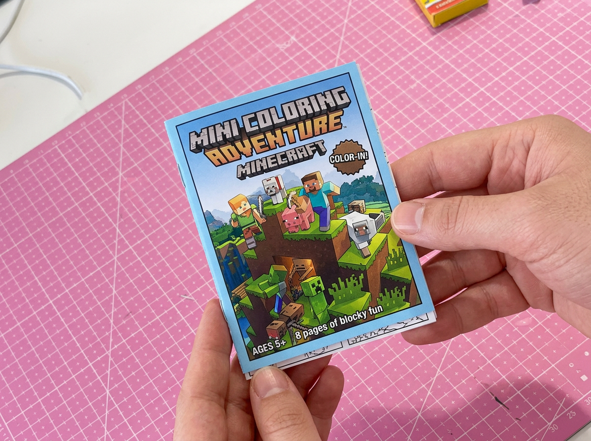 Mini livrinho de colorir do tema Aventura Blocos